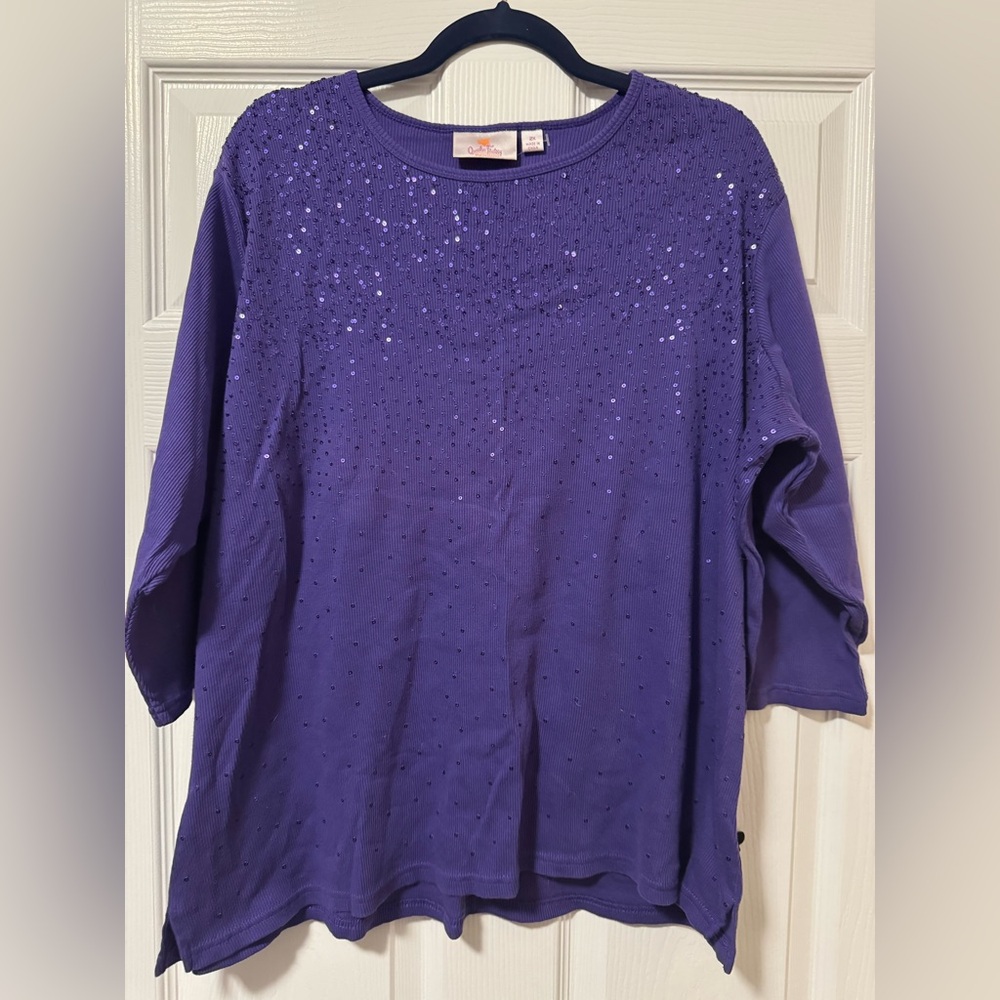 Quacker Factory Purple Sequin Sweatshirt